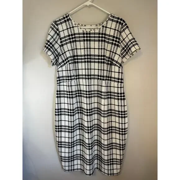 Motherhood Maternity | Dresses | Motherhood Maternity Size Xl Sheath Black  White Plaid Work Casual Dress | Poshmark